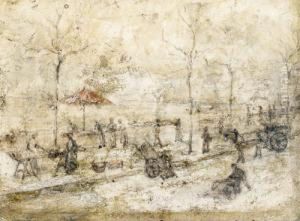 "rue Animee A Lyon". by Louis Hilaire Carrand