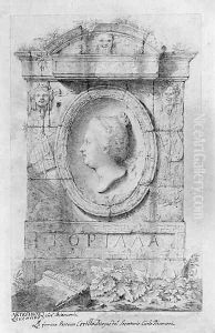 A relief of the poetess Corilla in profile to the left, with the attributes of theatre and poetry by Carlo Bianconi