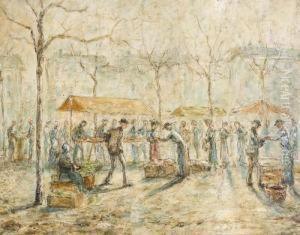 Markttag An Der Rhone In Lyon. by Louis Hilaire Carrand