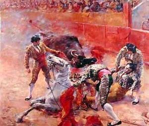 The Picador falling by Claude Charles Bourgonnier