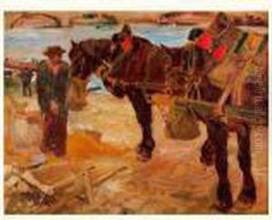 Chevaux De Force En Bord De Seine by Leon Carre