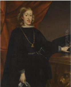 Portrait Of Charles Ii Of Spain, Three Quarter Length, Standing Inan Interior