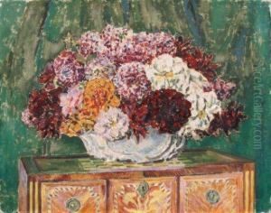 Nature Morte Au Vase D'hortensias by Augustin Carrera
