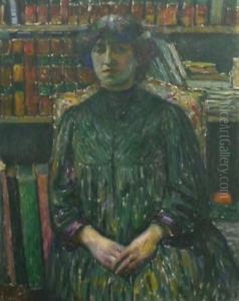 Portrait De Femme Dans Une Bibliotheque - view 1