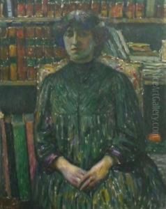 Portrait De Femme Dans Une Bibliotheque