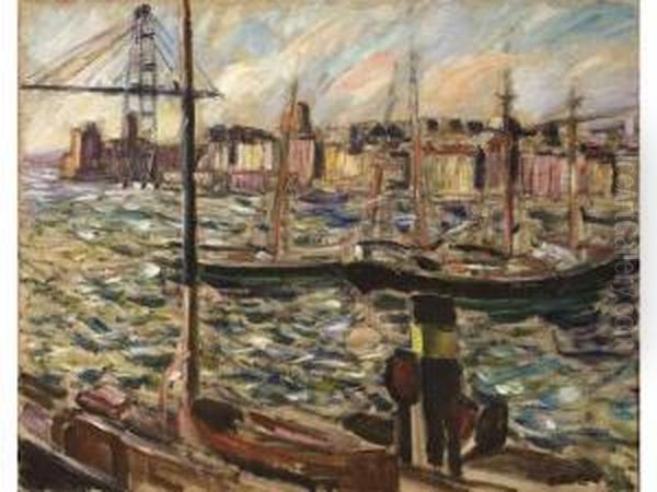 :le Port De Marseille Avec Le Pont Transbordeur - view 1