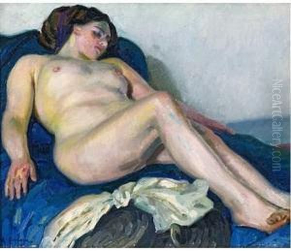 Nu Sur Drap Bleu. - view 1