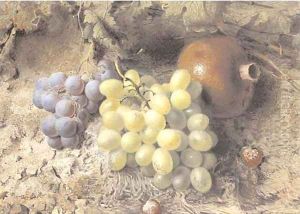 Still life of white and red grapes by Frederick Thomas Baynes