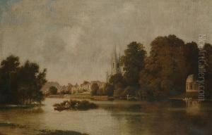 'hampton On Thames', With Garrick's Temple by John Mulcaster Carrick