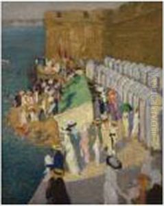 La Maree Haute A Saint-malo (high Tide At St Malo) by Ethel Carrick-Fox