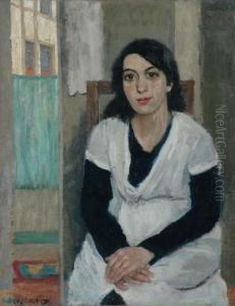 French Interior With A Young Woman Seated - view 1