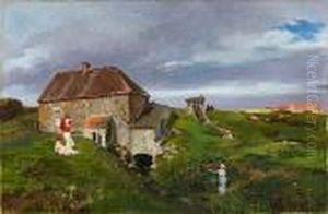 Moulin Et Elegantes En Bord De Mer by Pierre Carrier-Belleuse