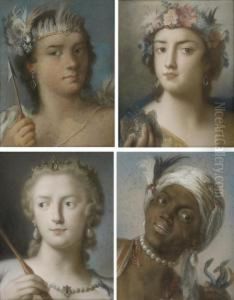 Allegories Of The Four Continents: America; Asia; Europe; And Africa by Rosalba Carriera