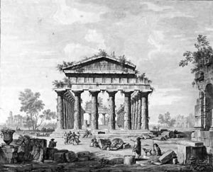 The temple of Juno at Paestum; and The Basilica at Paestum by Luigi Balugani