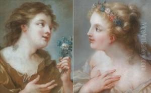 Umkreis Zwei Madchenportrats by Rosalba Carriera