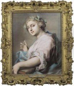 An Allegorical Figure Of A Young Woman Wearing A Laurel Crown by Rosalba Carriera