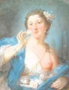 A Portrait Of A Young Lady Personifying Spring by Rosalba Carriera
