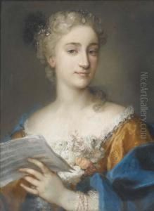 Portrait Of A Woman, Bust-length, Holding A Musical Score