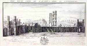 The West View of St. Austin's Abbey, in Canterbury by Nathaniel and Samuel Buck