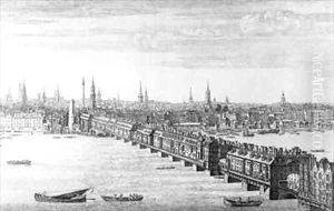 West Front of London Bridge by Nathaniel and Samuel Buck