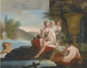 Diana and her nymphs bathing by Bon De Boulogne
