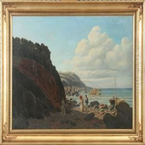 View From A Rocky Coast With Persons