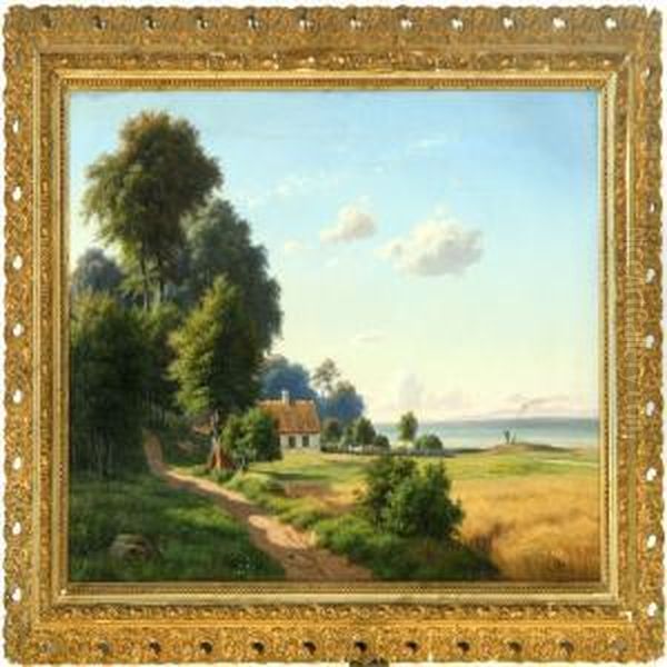 Inlet Scenery With A House Along The Coast, Summer - view 1