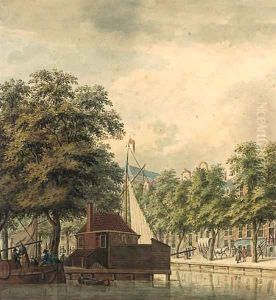 A view of a canal in a town (Amsterdam ) A view of a canal in a town (Amsterdam )