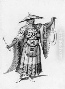 Four Costume Designs A Chinese Priest by Jean I Berain