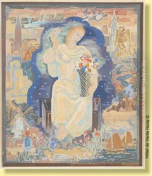 Jeune Femme Sur Fond D'allegories - view 1