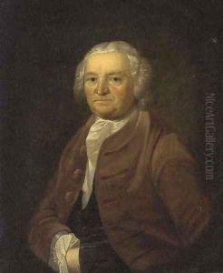 Portrait of a gentleman, bust-length, in a brown jacket by Thomas Bardwell