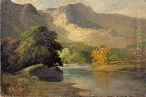 A River Bend And A Range Of Hills In The Background