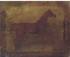 A chestnut horse in a landscape; and A bridled bay horse in a stable by Thomas Bardwell