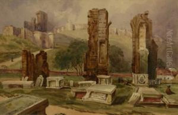 St. Mary's Churchyard With The Castle In Background - view 1