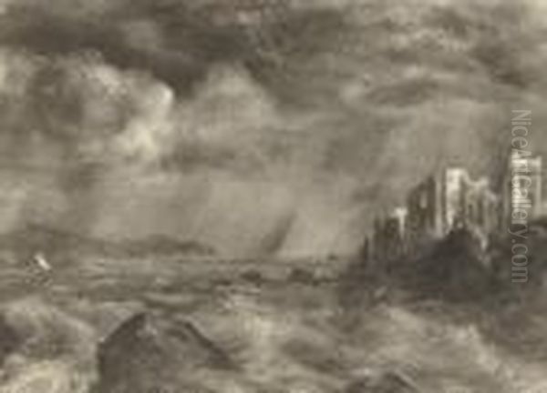 Ruins Overlooking Stormy Seas - view 1
