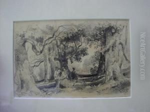 Figures Under Trees by Joseph Newington Carter