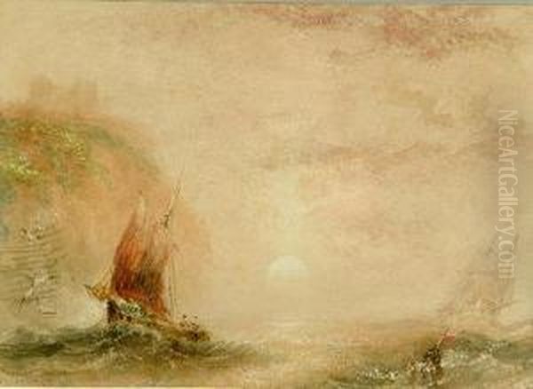 Shipping Off The Coast With Scarborough Castle Beyond; A North Yorkshire Harbour Scene - view 1