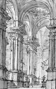 View of the terraced Colonnade of a Palace by Carlo Galli Bibiena