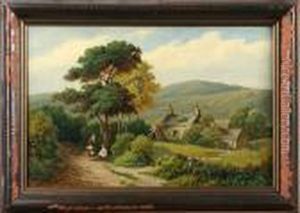 Cottages Neardotgelly, Signerad O Daterad Wp Cartwright 1887
