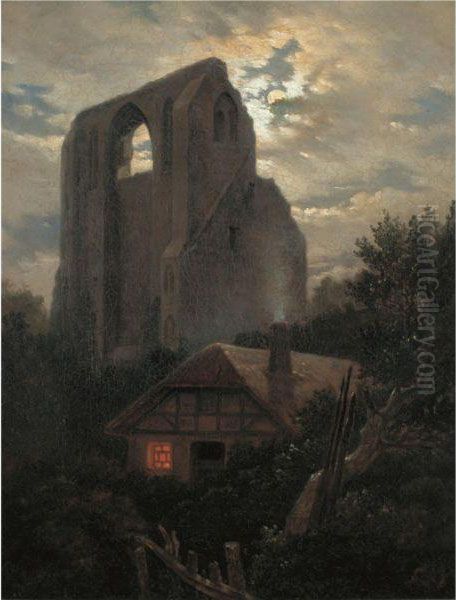 Ruine Eldena Mit Hutte Bei
Greifswald Im Mondschein (ruins Of Theeldena Monastery, Greifswald) - view 1