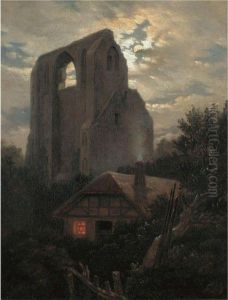 Ruine Eldena Mit Hutte Bei
Greifswald Im Mondschein (ruins Of Theeldena Monastery, Greifswald) by Carl Gustav Carus
