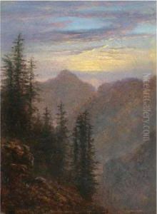 Abendliche Mittelgebirgslandschaft (mountain Landscape At Dusk) by Carl Gustav Carus