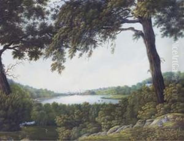 A Wooded Landscape With A Lake Beyond - view 1
