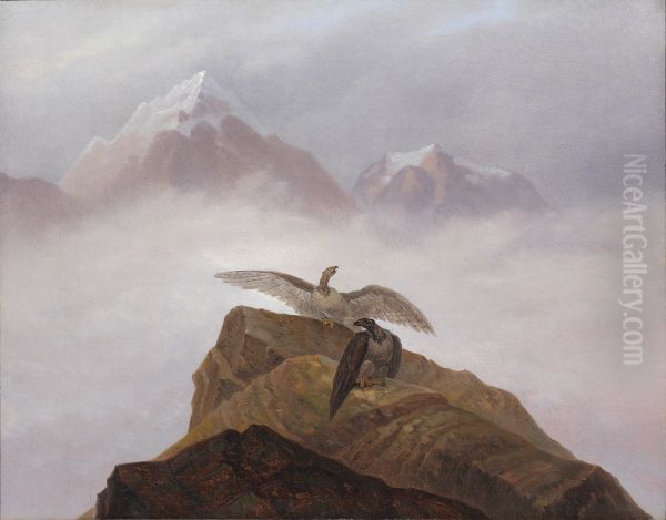 Phantasie Aus Der Alpenwelt. Adler, Die Auf Einem Alpenhorn Nisten - view 1