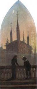 Personen In Altdeutscher Tracht In Betrachtung Einermittelalterlichen Stadt Personen In Altdeutscher Tracht In Betrachtung Einermittelalterlichen Stadt