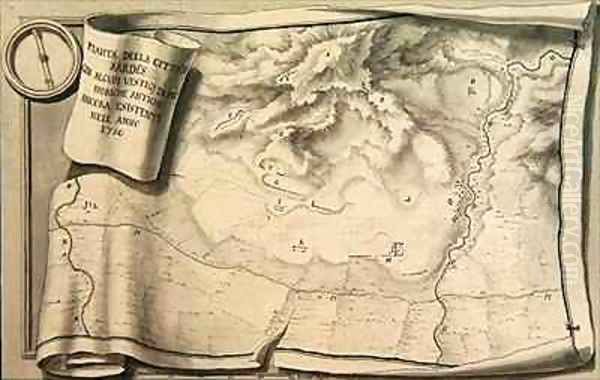 Plan of the ruins at Sardis with vestiges of ancient buildings still existing in 1750 - view 1