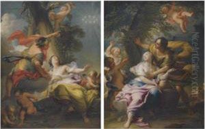 Bacchus And Ariadne; Angelica And Medoro by Andrea Casali
