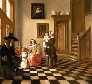 A Family in an Interior by Hendrik van der Burgh