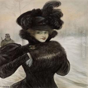 Elegant Woman Dressed In Black by Ramon Casas