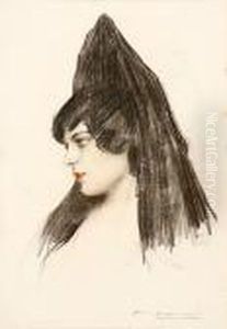 Modelo Con Mantilla. Firmado. Realizado Hacia 1925-1930 Modelo Con Mantilla. Firmado. Realizado Hacia 1925-1930